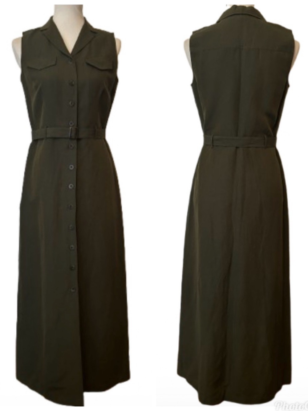 New Ann Taylor Silk/Linen Sleeveless Button Front Belted Maxi Shirt Dress Size 4 - Picture 2 of 6